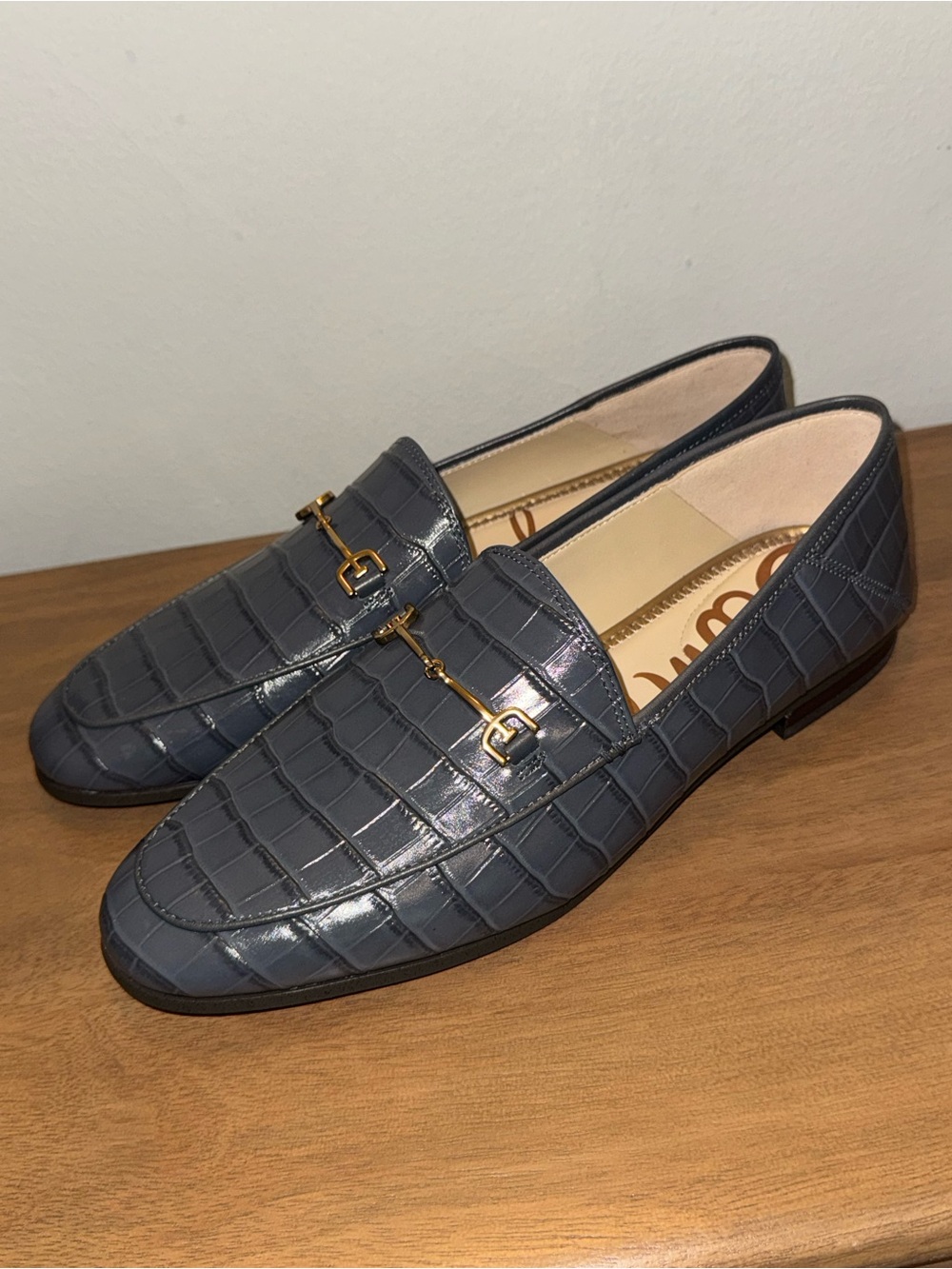 Sam Edelman Loraine Croc Loafers - Slate Blue - Picture 2 of 8